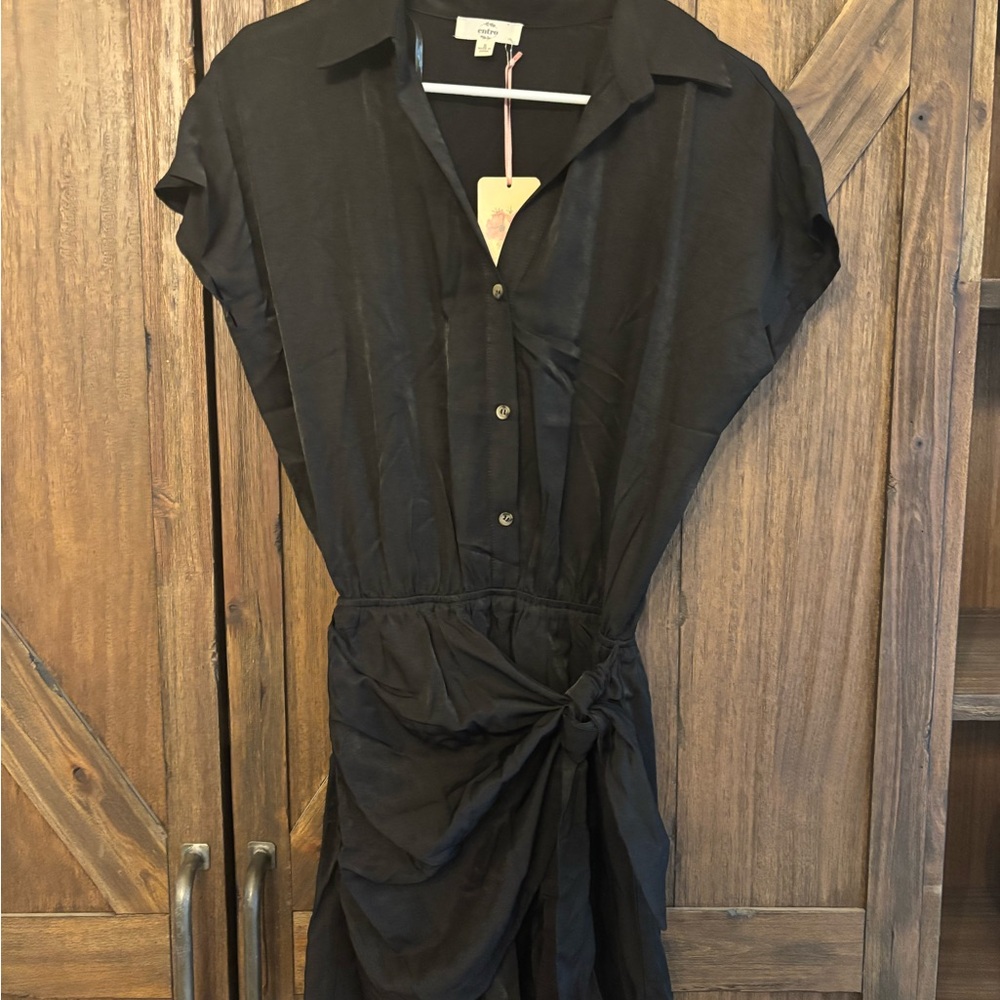 Elegant Black Button-Down Romper